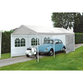 Gazebo car park rettangolare 3 x 6 mt in ferro epoxy bianco