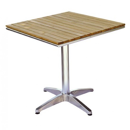 Tavolo bar quadrato alluminio e quercia