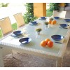 Dining set giardino vimini bianco marmo