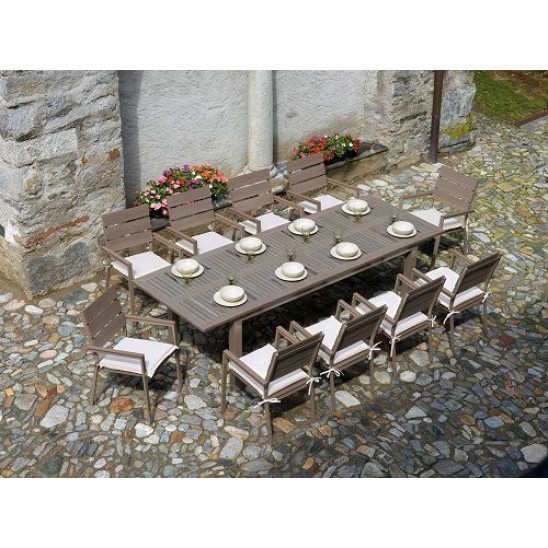Tavolo da giardino in alluminio e resin wood Monterosso - allungabile, 220/280x100 cm