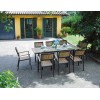 Sedia da giardino impilabile in teak e alluminio nero Ibiza
