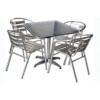 Set tavolo bar quadrato con 4 sedie in alluminio