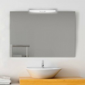 Specchio led 60x80 cm luce fredda con cornice nera e mensola