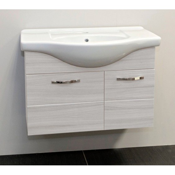 Mobile bagno sospeso cm 85 arredo con lavabo in ceramica Bianco venato