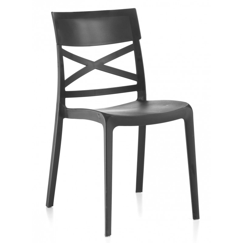Set 4 sedie antracite da interno o esterno in resina
