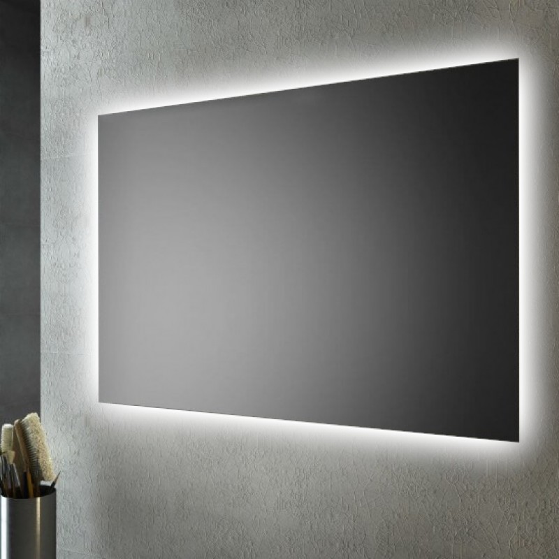 SP1, Specchio a LED Rettangolare, Specchio Bagno Retroilluminato, Specchio da parete con illuminazione LED, Dimensioni 100x65cm