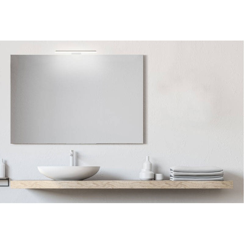 Specchio rettangolare senza cornice da 100x70 cm con lampada premium