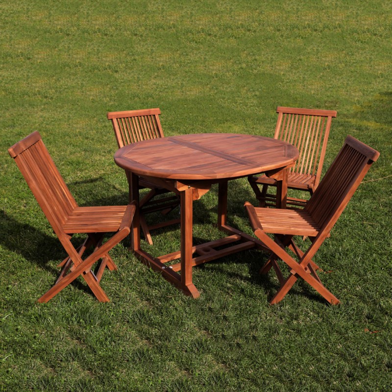 Arredo per esterni jessica tavolo legno 4 sedie pieghevoli con braccioli da  giardino