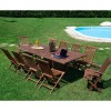 Set da giardino in teak con tavolo allungabile e 10 sedie