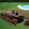 Set da giardino in teak con tavolo allungabile e 10 sedie