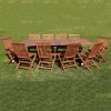 Set da giardino in teak con tavolo allungabile e 10 sedie