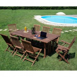 Set da giardino in teak da 170x70 cm e 4 sedie