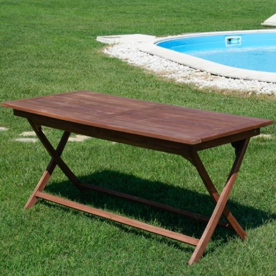 Tavolo rettangolare in teak 170x70 cm richiudibile