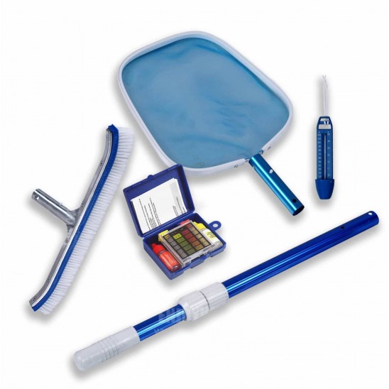 Kit di pulizia per piscine completo di kit analisi acqua