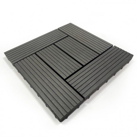 Kit mattonelle da balcone grigie in WPC da 30x30x2 cm