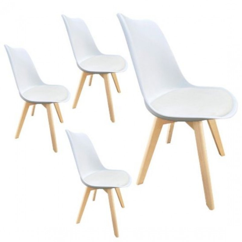 Set di 4 sedie bianche stile nordico