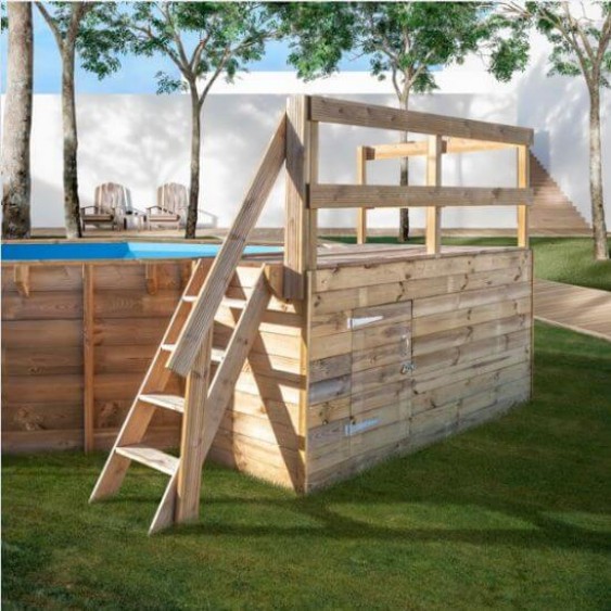Piattaforma in legno per piscina 264,5x182,5 cm