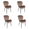 Set 4 sedie in velluto vintage Margot marrone scuro