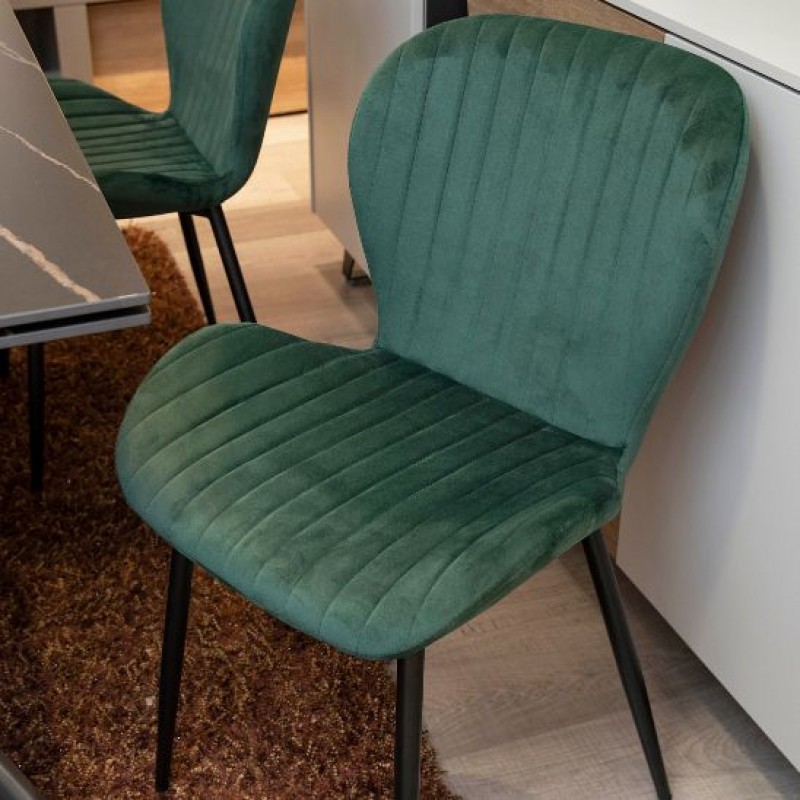 Set 4 sedie in velluto vintage Margot verde petrolio